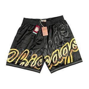 NWT Mitchell & Ness Chicago Bulls Men's 2XL Big Face 4.0 Fashion Shorts Black